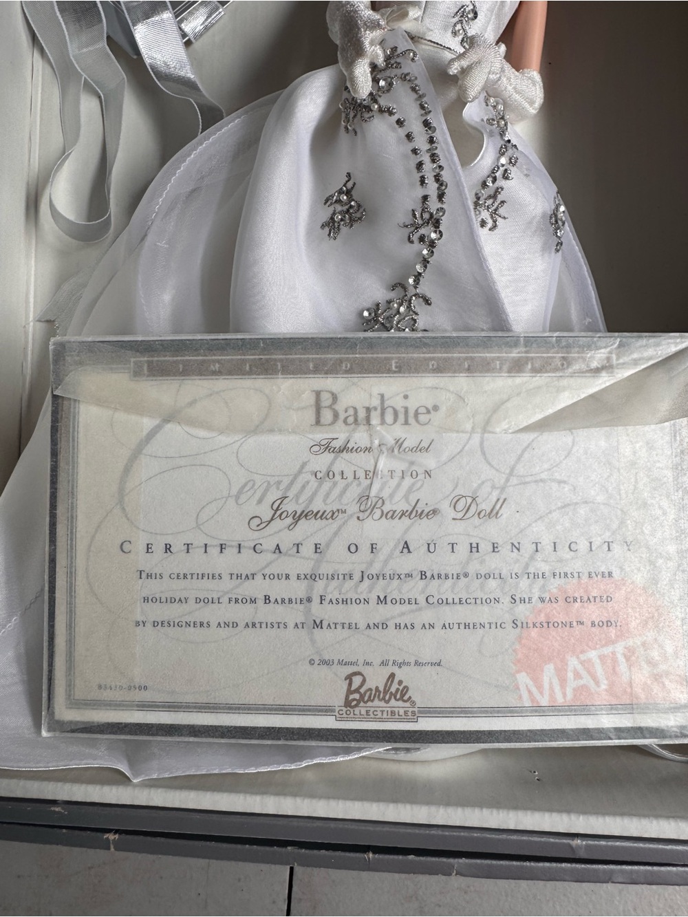 Barbie Fashion Model Collection Joyeux™ Silkstone Barbie Doll B3430 NRFB COA - Picture 3 of 4